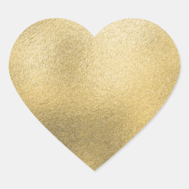 Gold Blank Template Faux Textured Foil Heart Sticker (Front)