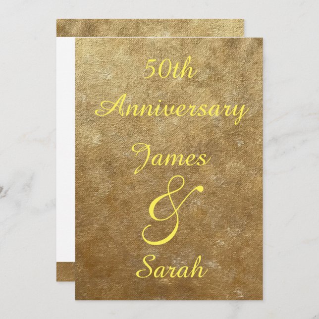 Gold Blends 50th Wedding Anniversary Invitations (Front/Back)