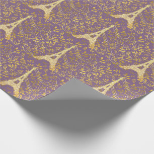 Gold Bling Eiffel Tower Wrapping Paper