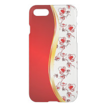 Gold bling faux glitter pattern and red wave