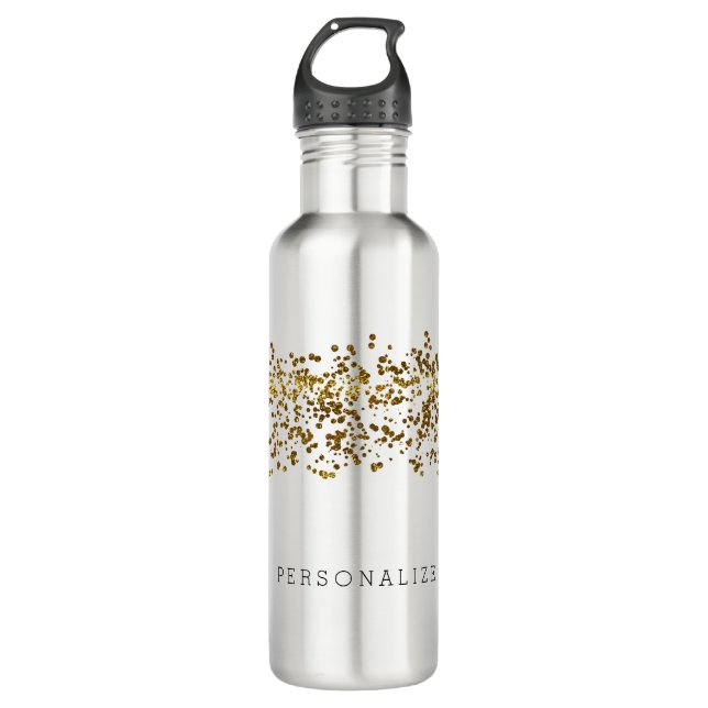 Gold Bling Glitter Confetti 710 Ml Water Bottle (Front)