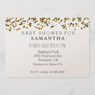 Gold Bling Glitter Confetti baby shower Invitation