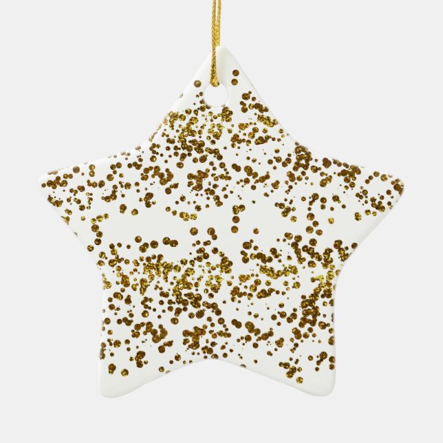 Gold Bling Glitter Confetti Ceramic Tree Decoration (Front)