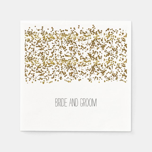 Gold Bling Glitter Confetti Napkin (Front)