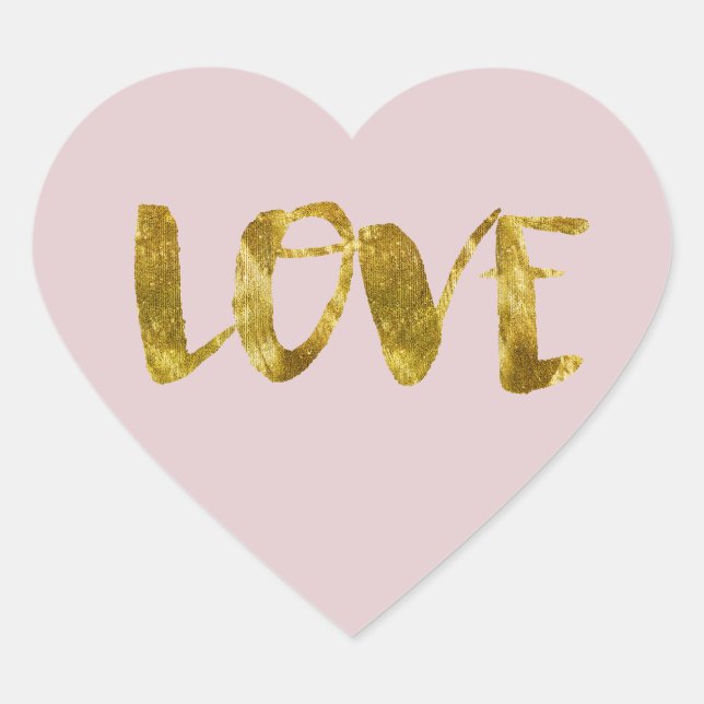 Gold Bling Love Heart Sticker (Front)