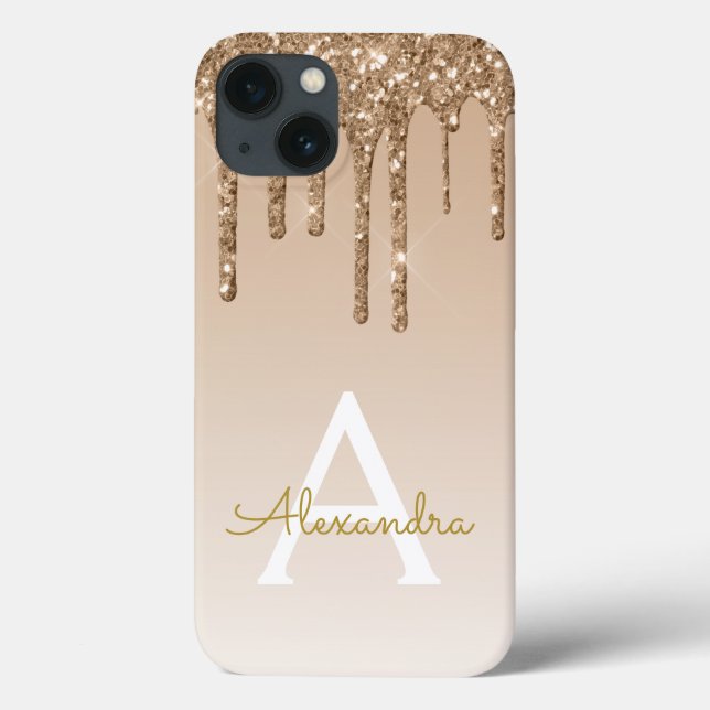 Gold Bling Luxury Sparkle Glitter Monogram Case-Ma Case-Mate iPhone Case (Back)