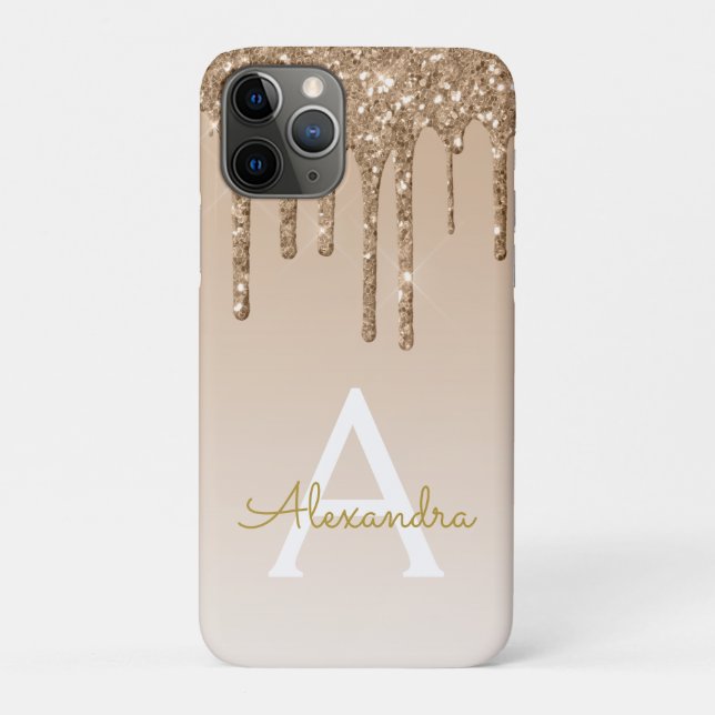 Gold Bling Luxury Sparkle Glitter Monogram Case-Mate iPhone Case (Back)