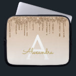 Gold Bling | Luxury Sparkly Glitter Monogram<br><div class="desc">Gold Bling Ombre Sparkle and Faux Dripping Glitter Girly Modern Monogram First Name and Initial Laptop Case. Please contact the designer for matching items</div>