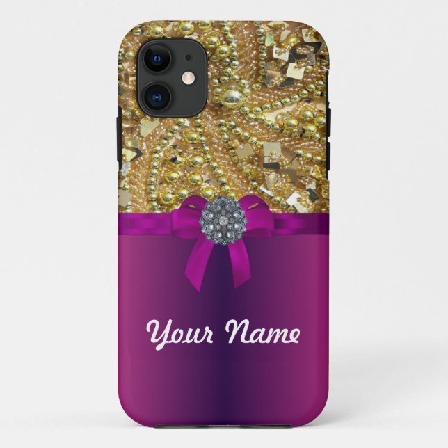 Gold bling & magenta Case-Mate iPhone case (Back)