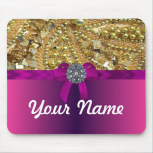 Gold bling & magenta mouse mat