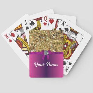Gold bling & magenta playing cards