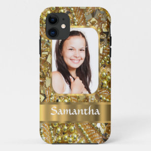 Gold bling photo background iPhone 11 case
