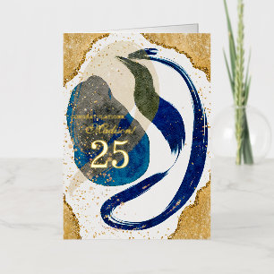Gold Blue 25 Year Employee Anniversary Business Foil Greeting Card