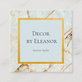 Gold & Blue Agate Square  Business Card