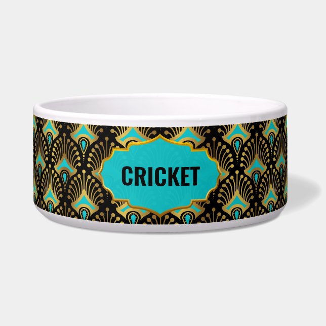 Gold, Blue and Black Art Deco Pattern Custom Name (Front)