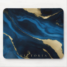 Gold, Blue and Black Marble Texture Personalised