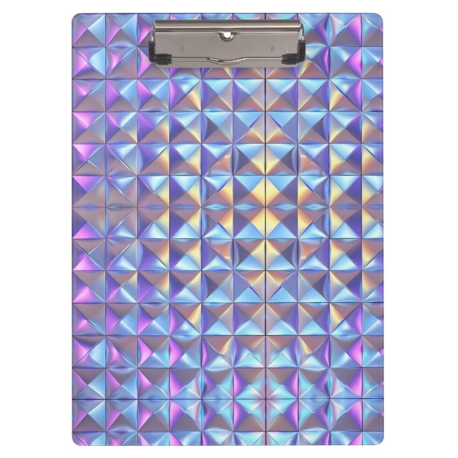 Gold, Blue and Purple Iridescent Geometric 2 Clipboard (Front)
