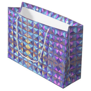 Gold, Blue and Purple Iridescent Geometric 2 Large Gift Bag