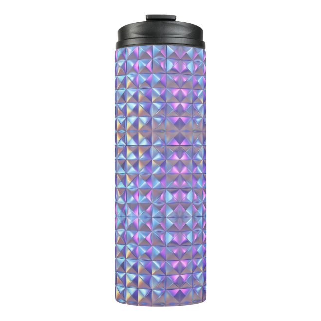 Gold, Blue and Purple Iridescent Geometric 2 Thermal Tumbler (Front)