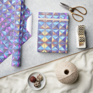 Gold, Blue and Purple Iridescent Geometric 2 Wrapping Paper