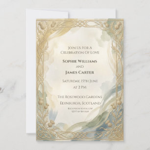 Gold Blue Art Deco Wedding Invitation