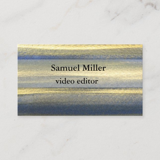 Gold Blue Artistic Original  Editor Business Card (Front)