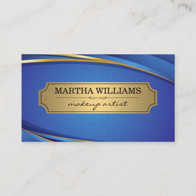 Gold Blue Background Business Card (Front)