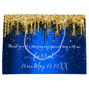  Gold Blue  Black Drips Favour  Large Gift Bag