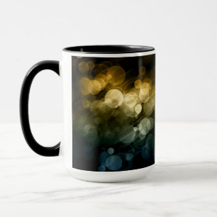 Gold & Blue Bokeh Pattern Design Mug