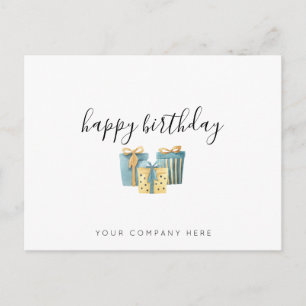 Gold Blue Business Employee Birthday Postcard