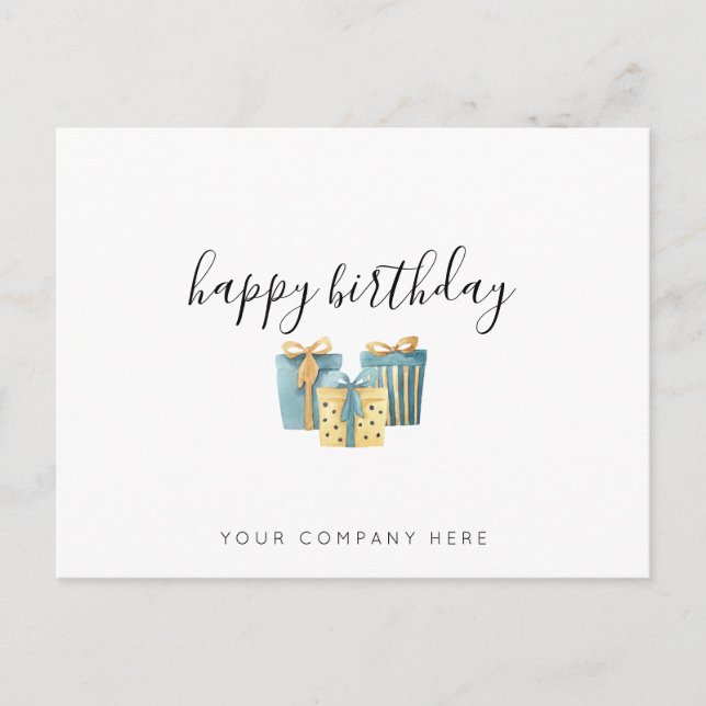 Gold Blue Business Employee Birthday  Postcard (Front)