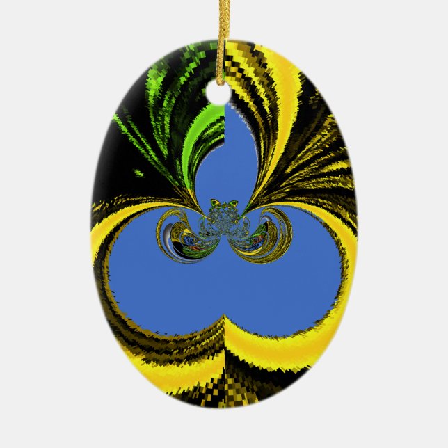 Gold Blue Ceramic Tree Decoration (Front)