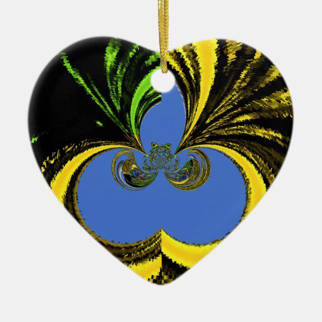 Gold Blue Ceramic Tree Decoration (Front)