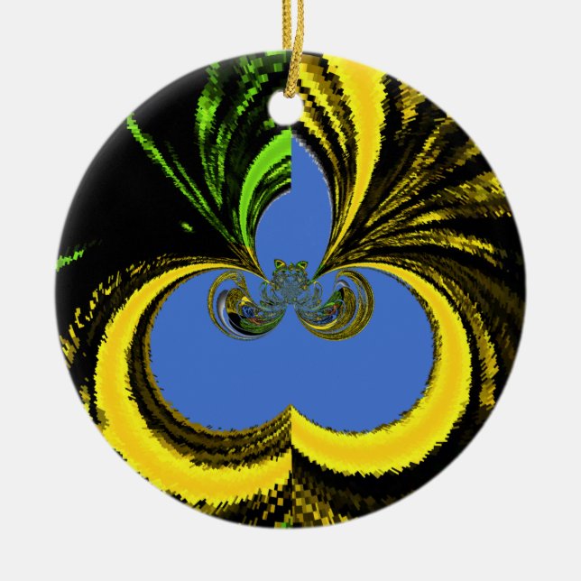 Gold Blue Ceramic Tree Decoration (Front)