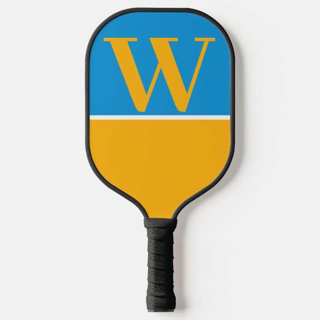 Gold & Blue College Monogram Pickleball Paddle (Front)