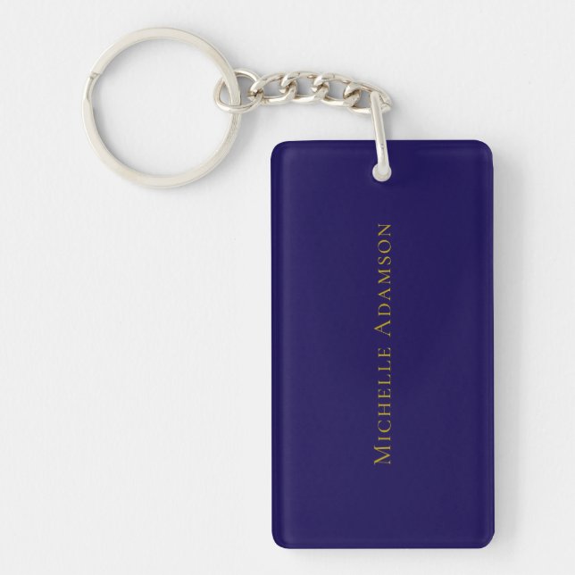 Gold & Blue Color Professional Plain Modern Key Ring (Front)