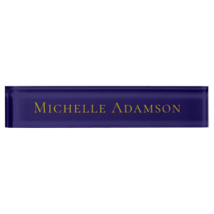 Gold & Blue Color Professional Plain Modern Nameplate