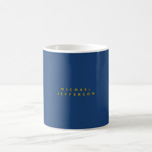 Gold & Blue Colour Minimalist Plain Modern Name Coffee Mug