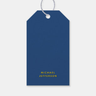 Gold & Blue Colour Minimalist Plain Modern Name Gift Tags