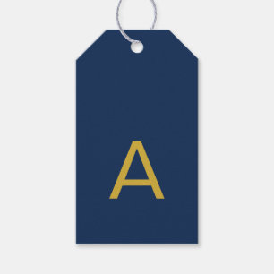 Gold & Blue Colour Monogram Professional Initial Gift Tags