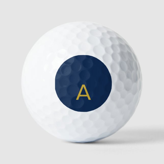 Gold & Blue Colour Monogram Professional Initial  Golf Balls (Front)