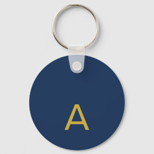 Gold & Blue Colour Monogram Professional Initial Key Ring