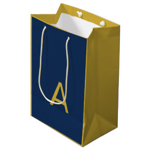 Gold & Blue Colour Monogram Professional Initial Medium Gift Bag