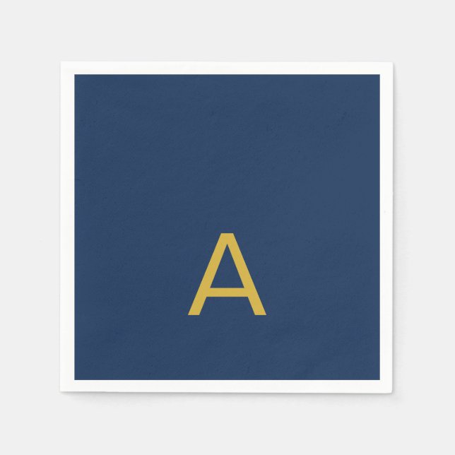 Gold & Blue Colour Monogram Professional Initial  Napkin (Front)