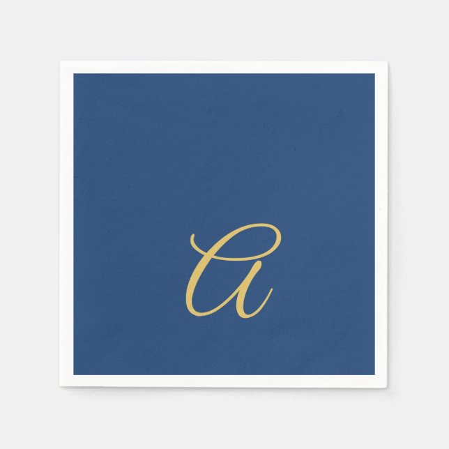 Gold & Blue Colour Monogram Professional Initial  Napkin (Front)