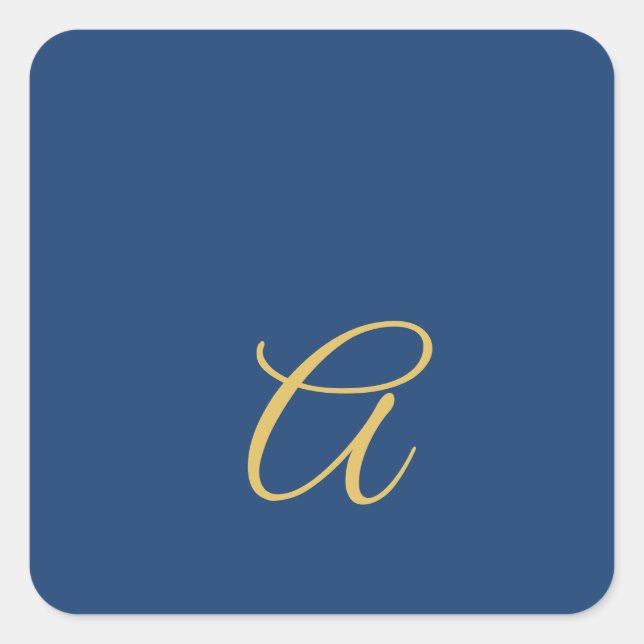 Gold & Blue Colour Monogram Professional Initial  Square Sticker (Front)