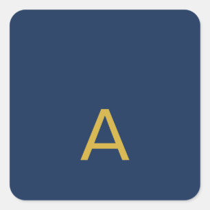 Gold & Blue Colour Monogram Professional Initial Square Sticker