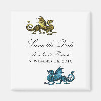Gold Blue Dragon Save the Date Magnet