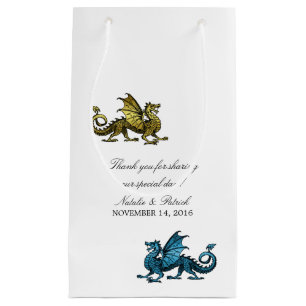 Gold Blue Dragon Wedding Gift Bag