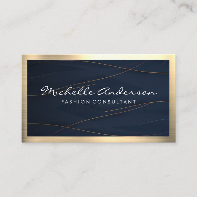 Gold Blue | Elegant Lux Business Card (Front)